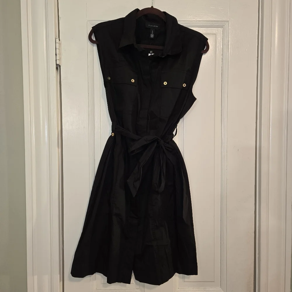 Halston Heritage Black Dress with Gold Accent - Picture 1 of 4